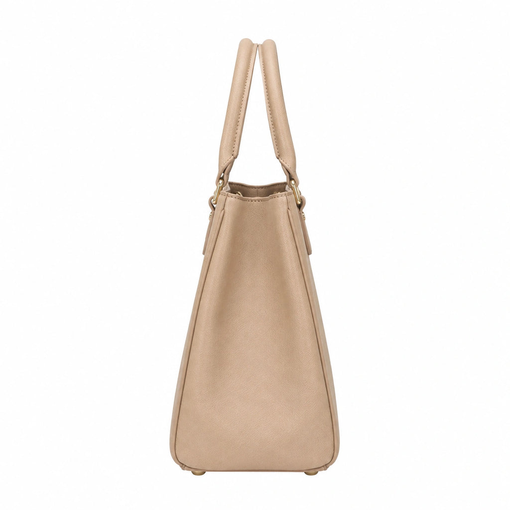 Bagzor Beige Structured Tote Handbag