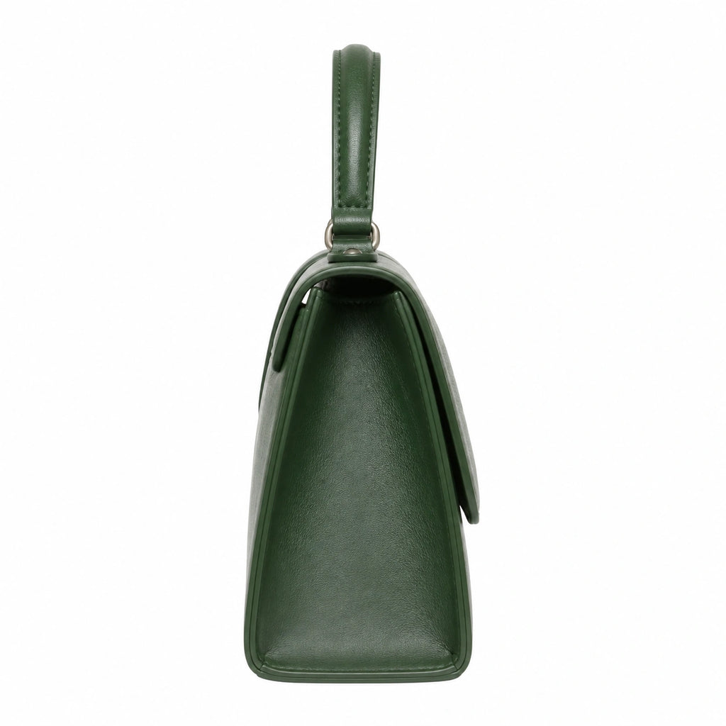 Bagzor Green Structured Top Handle Handbag