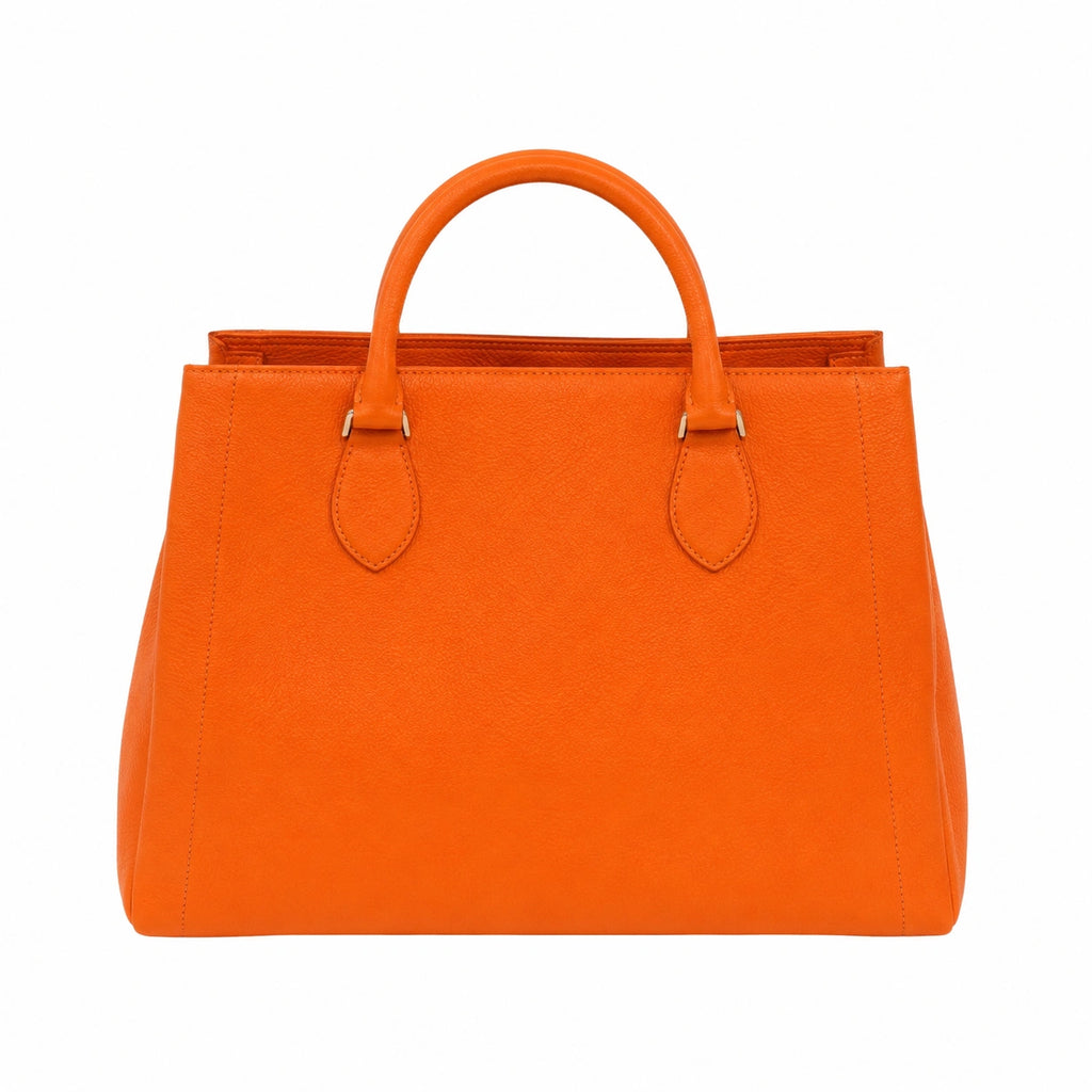 Bagzor Orange Structured Tote Handbag