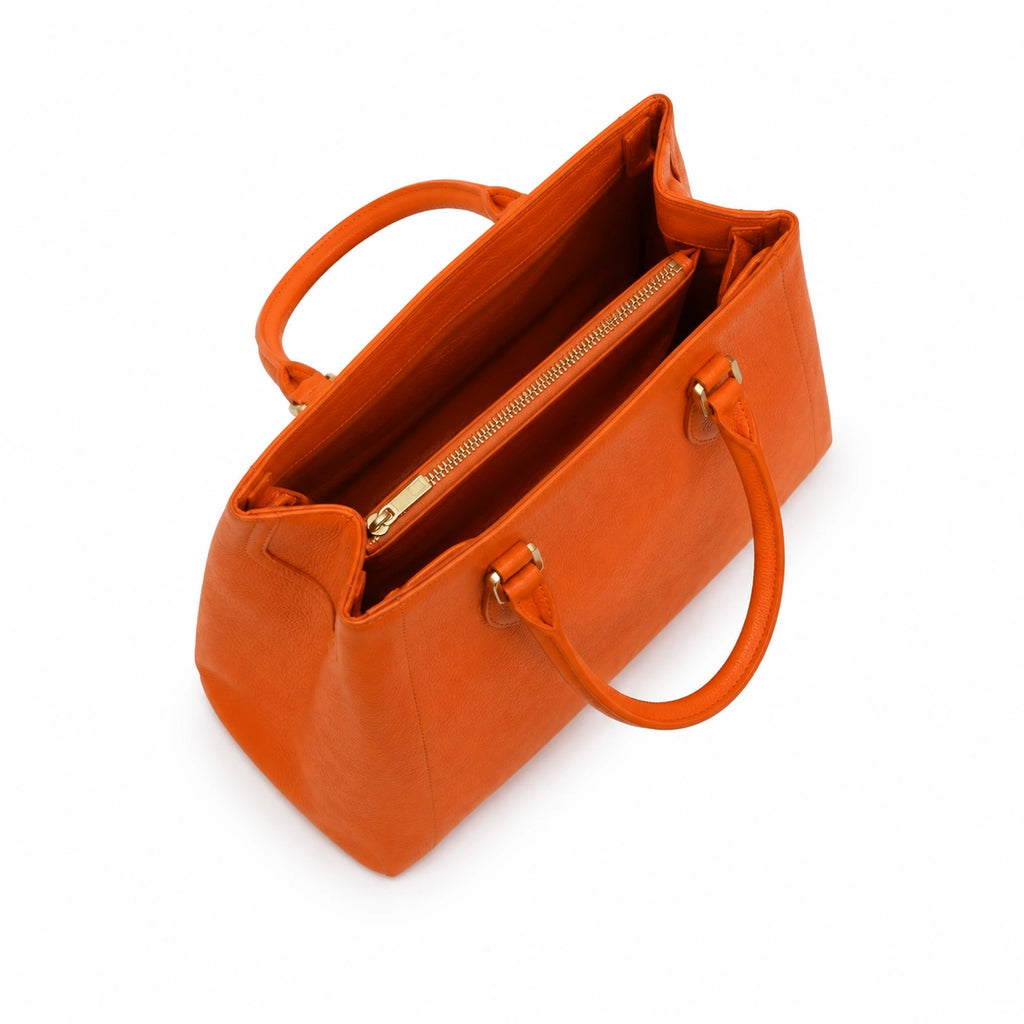 Bagzor Orange Structured Tote Handbag