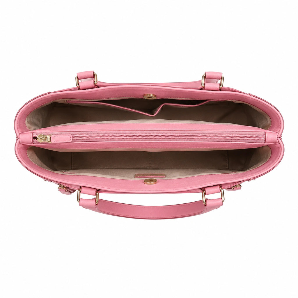 Bagzor Pink Faux Leather Tote Shoulder Bag