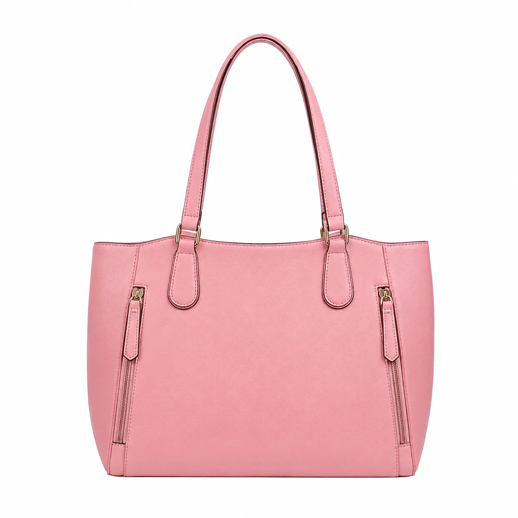 Bagzor Pink Faux Leather Tote Shoulder Bag