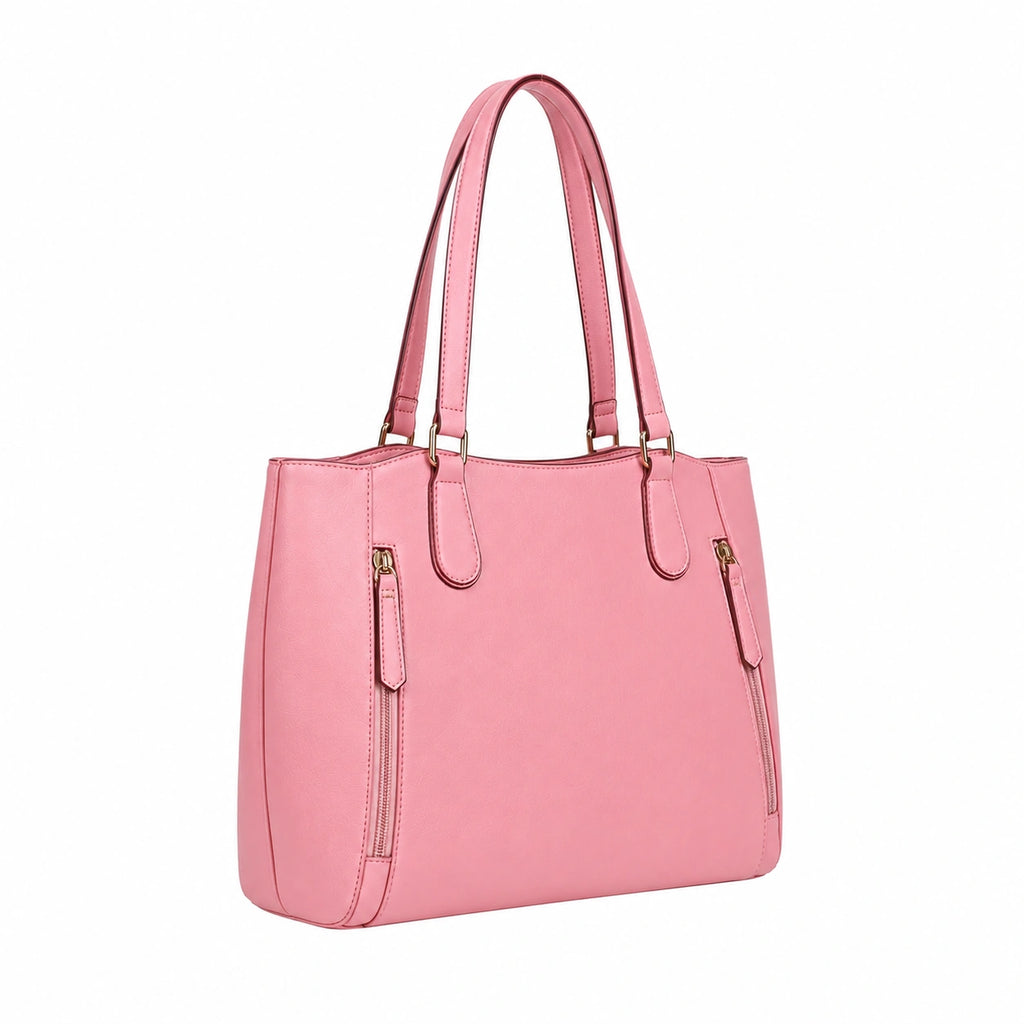 Bagzor Pink Faux Leather Tote Shoulder Bag