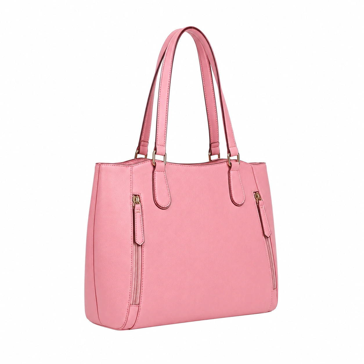Bagzor Pink Faux Leather Tote Shoulder Bag
